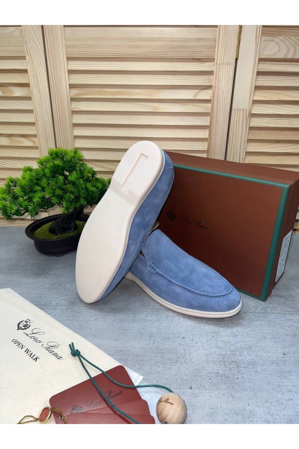 Замшевые лоферы Loro Piana Summer Walk - Blue