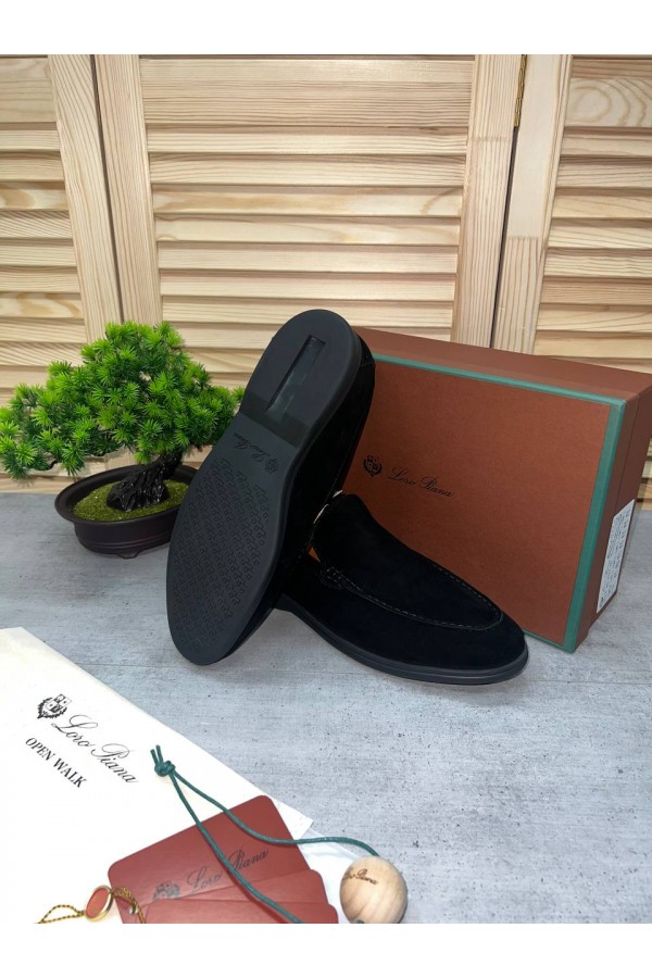 Замшевые лоферы Loro Piana Summer Walk - Black