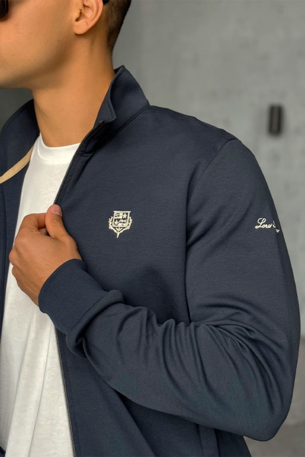 Кофта на молнии Loro Piana logo-embroidered - Navy