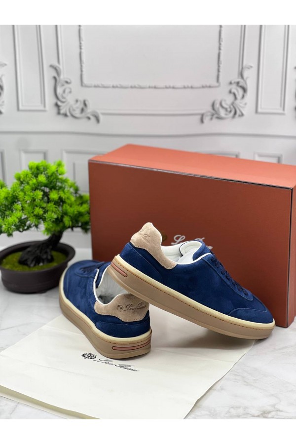Замшевые кроссовки Loro Piana Tennis Walk - Navy