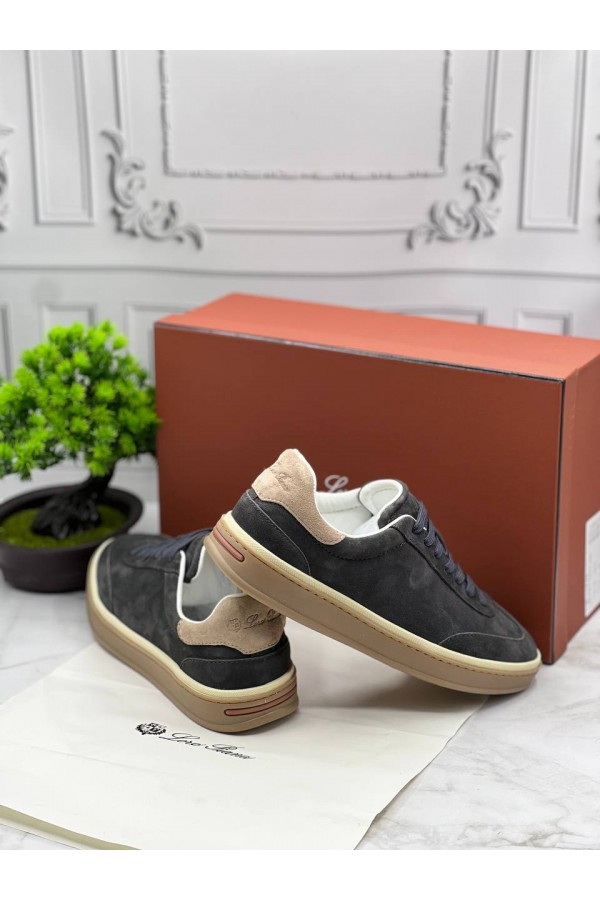 Замшевые кроссовки Loro Piana Tennis Walk - Grey