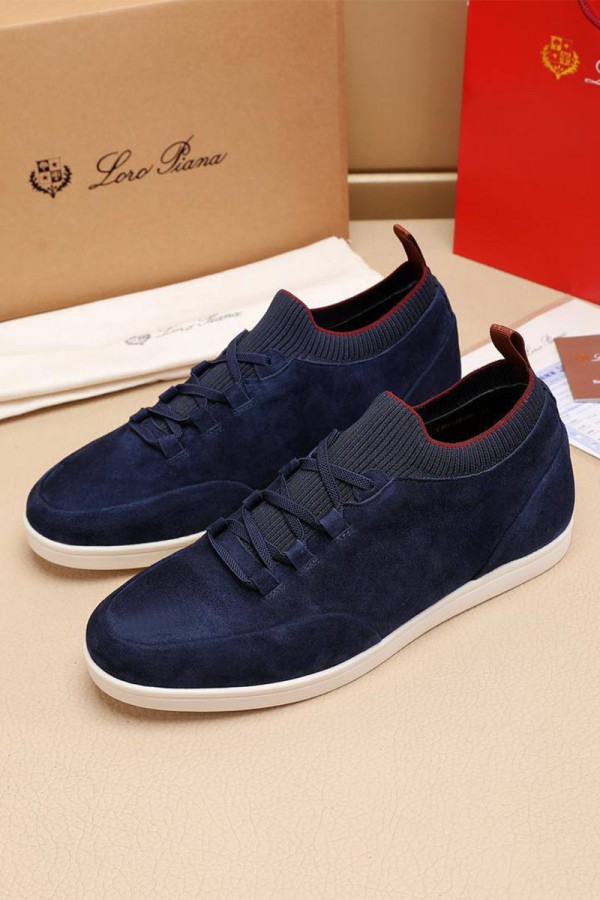 Замшевые кроссовки Loro Piana Soho Walk - Navy