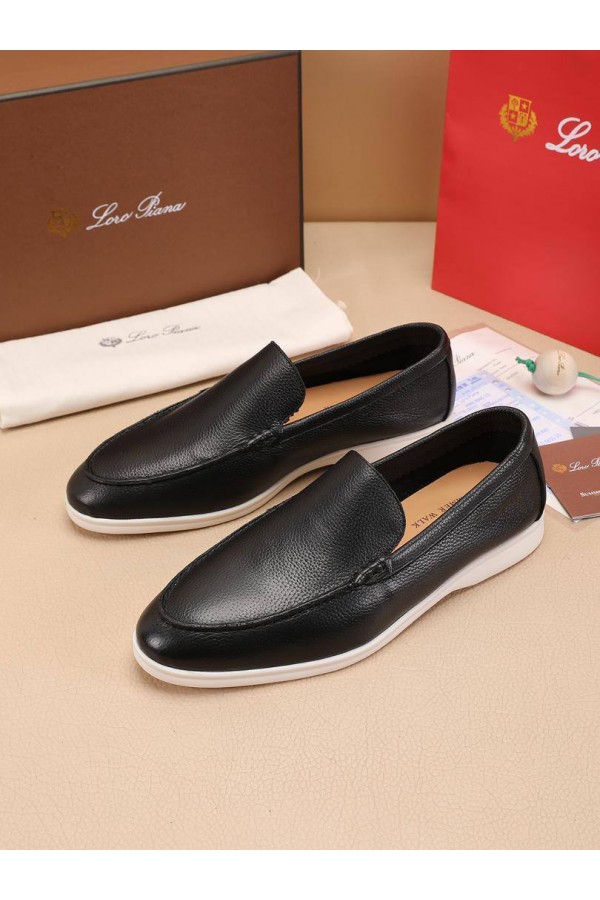 Мужские кожаные лоферы Loro Piana Summer Walk - Black