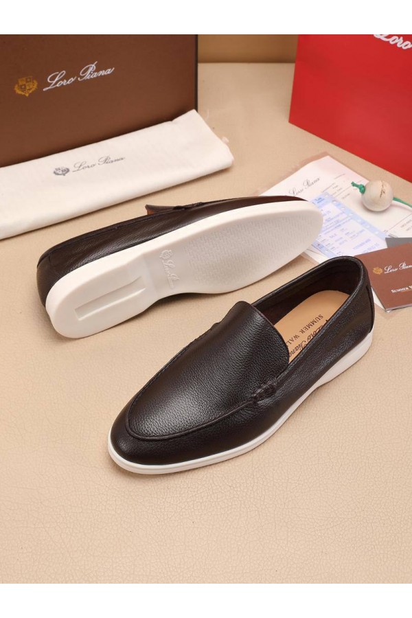 Мужские кожаные лоферы Loro Piana Summer Walk - Brown