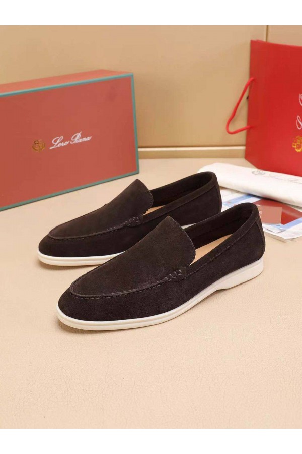 Мужские замшевые лоферы Loro Piana Summer Walk - Brown