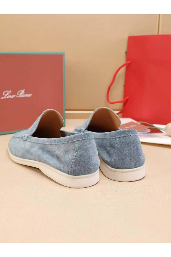 Мужские замшевые лоферы Loro Piana Summer Walk - Blue
