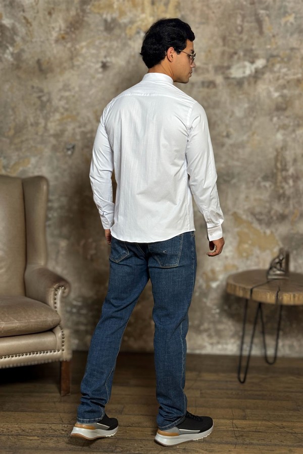 Мужская рубашка Loro Piana белого цвета