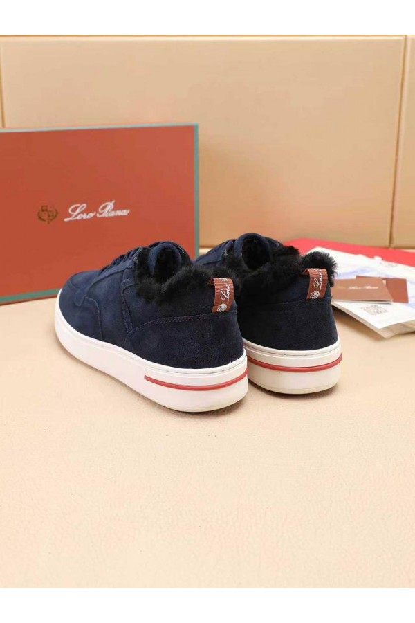 Кроссовки с мехом Loro Piana Newport Walk - Navy