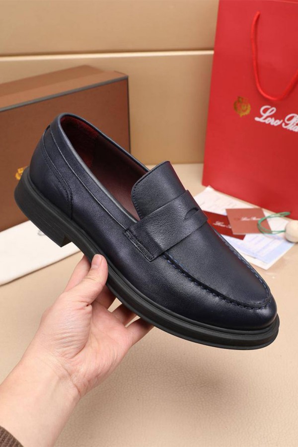 Кожаные лоферы Loro Piana Travis - Navy