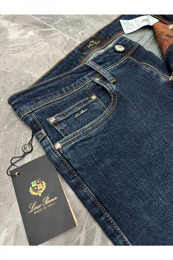 Джинсы тёмно-синего цвета Loro Piana regular fit