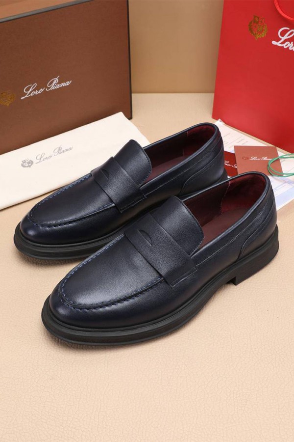 Кожаные лоферы Loro Piana Travis - Navy