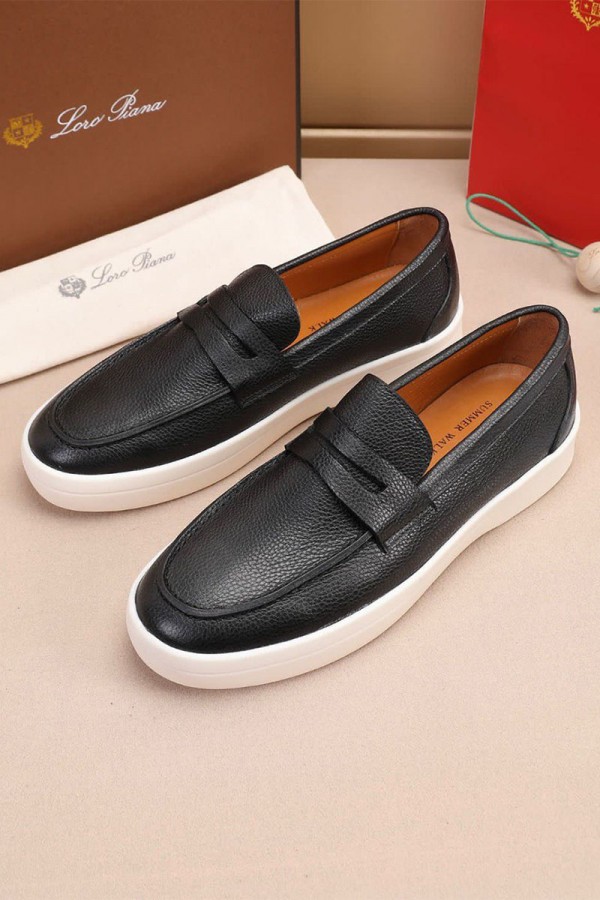 Кожаные лоферы Loro Piana Summer Walk - Black