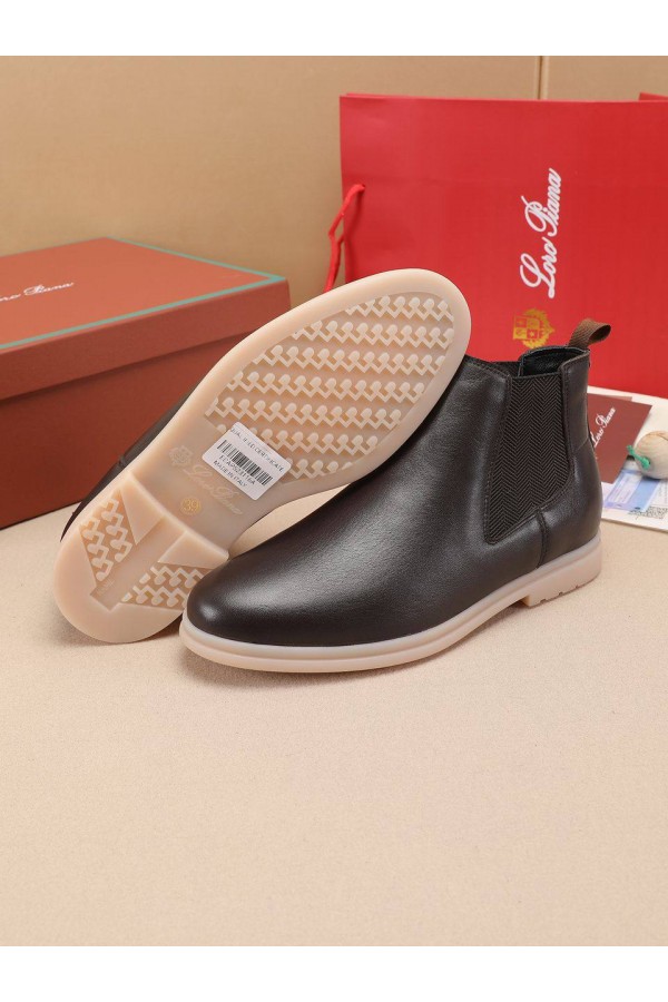 Кожаные ботинки с мехом Loro Piana