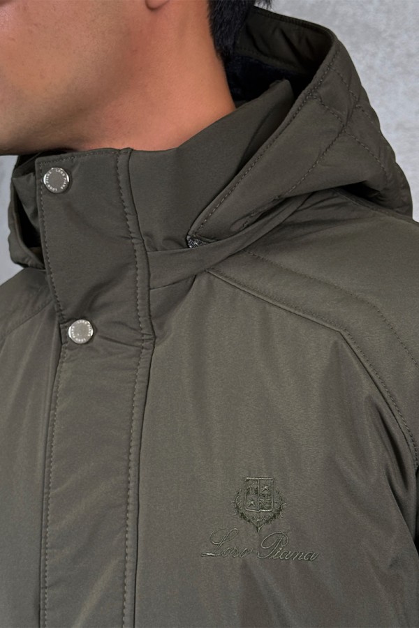 Парка цвета хаки Loro Piana logo-patch