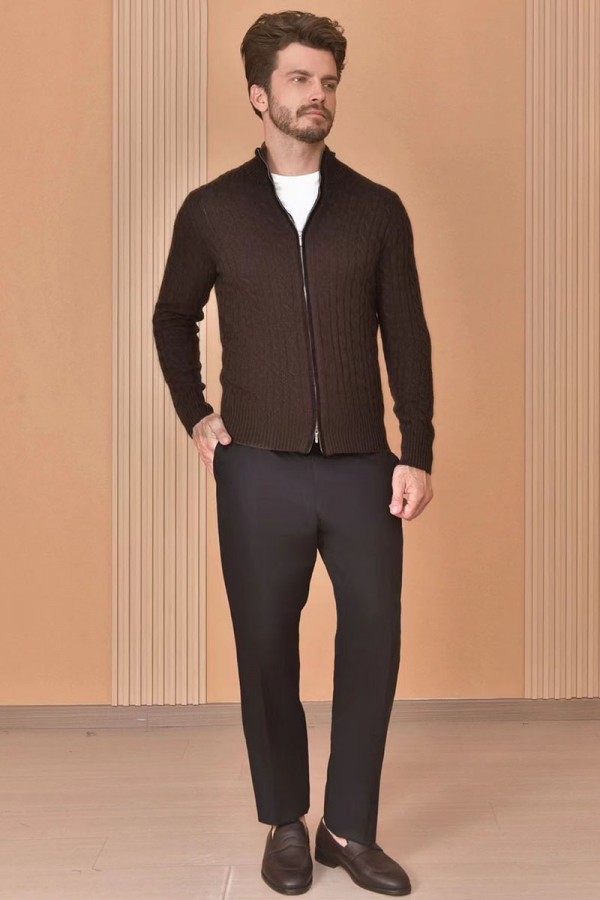 Кашемировый свитер Loro Piana Premium zip-up - Brown