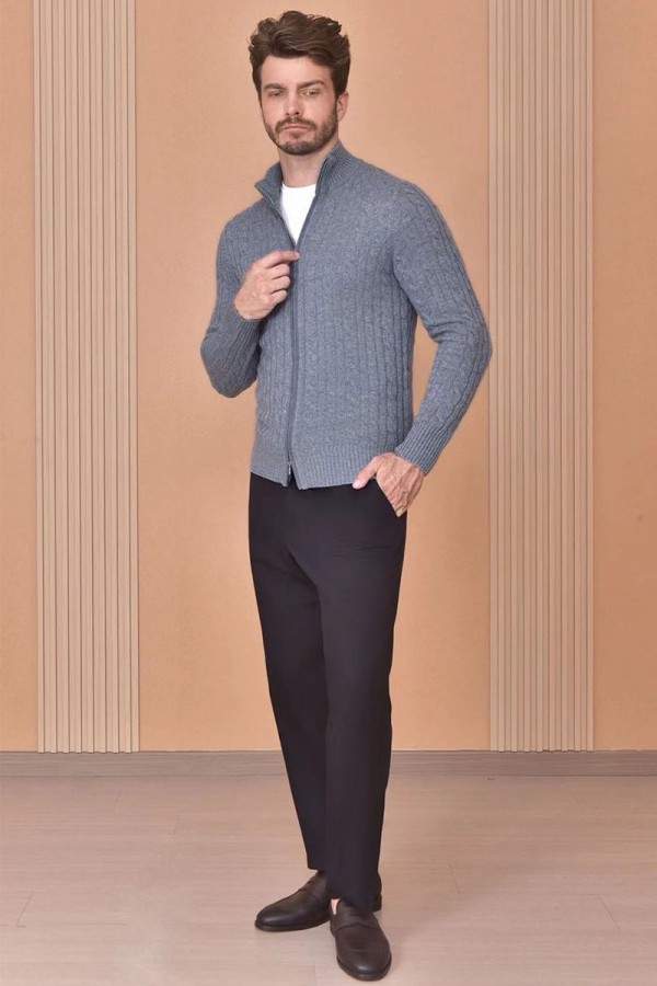 Кашемировый свитер Loro Piana Premium zip-up - Grey