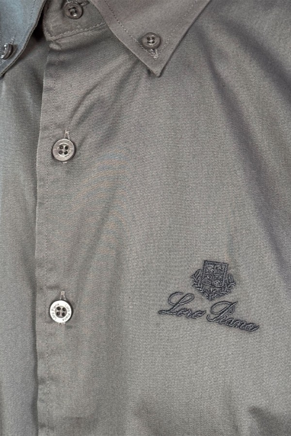 Мужская рубашка Loro Piana logo-embroidered - Grey