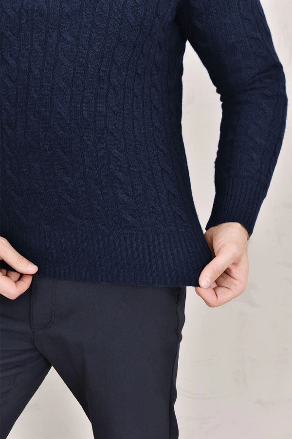 Кашемировый свитер Loro Piana Premium zip-neck - Navy