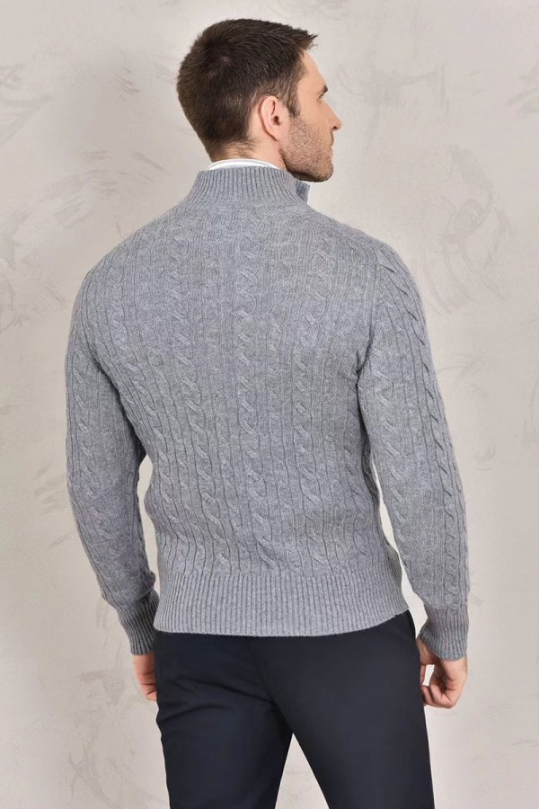 Кашемировый свитер Loro Piana Premium zip-neck - Grey