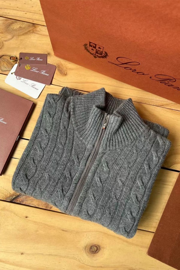 Кашемировый свитер Loro Piana Premium zip-neck - Dark Grey