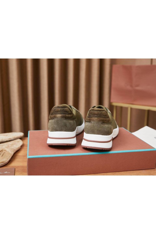 Замшевые кроссовки Loro Piana Week End Walk - Green