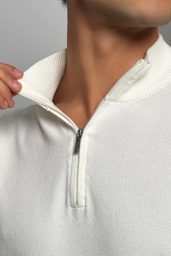 Белый джемпер Loro Piana Zip Neck