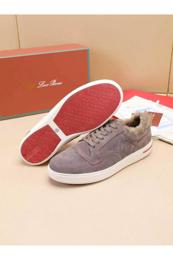 Кроссовки с мехом Loro Piana Newport Walk - Beige