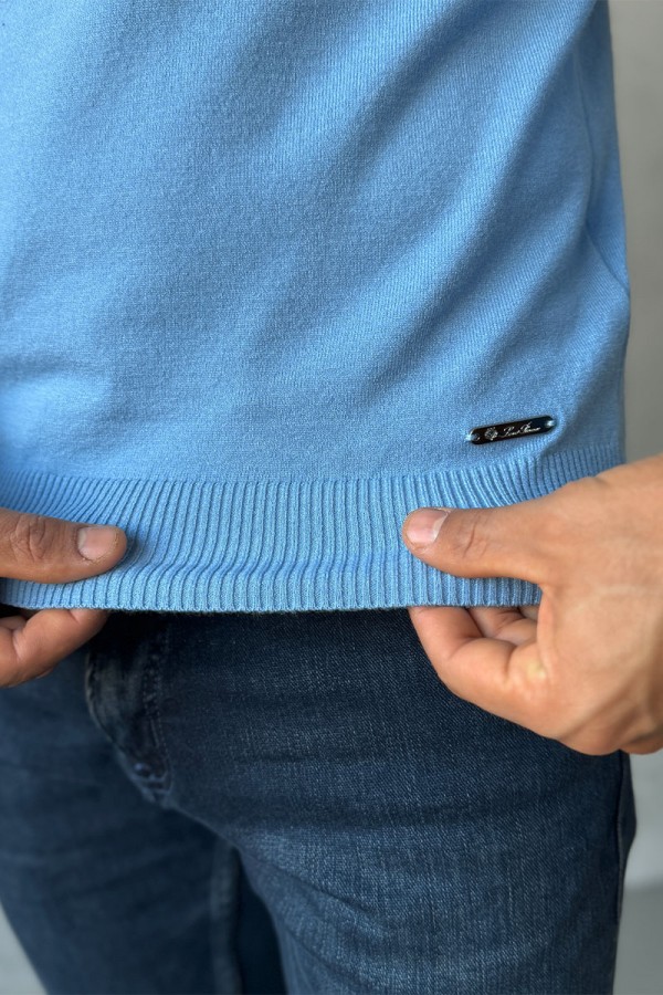 Голубой джемпер Loro Piana Zip Neck