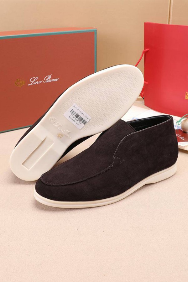 Замшевые лоферы с мехом Loro Piana Open Walk - Brown
