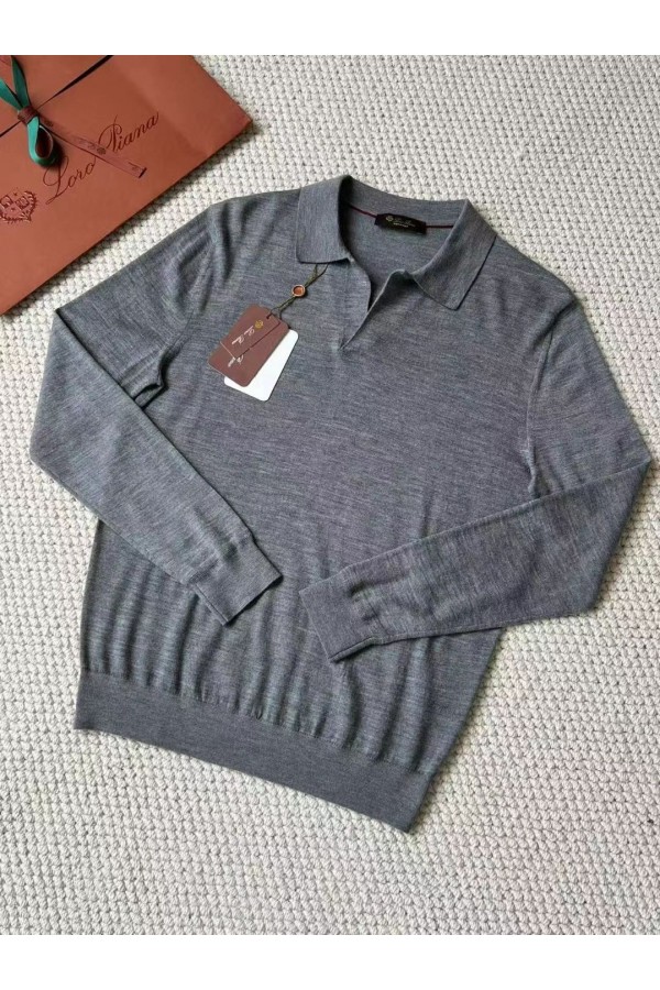 Поло с длинным рукавом Loro Piana Premium - Light Flower Gray