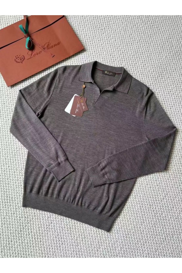 Поло с длинным рукавом Loro Piana Premium - Gray Coffee