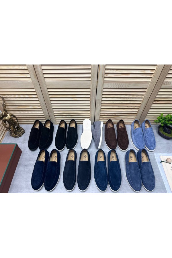 Мужские замшевые лоферы Loro Piana Open Walk - Black