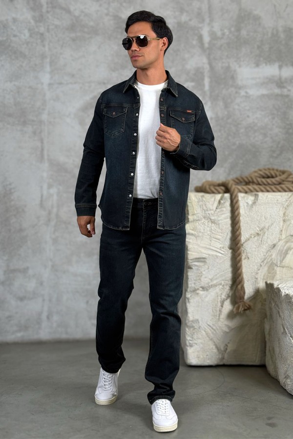 Джинсовая рубашка Loro Piana тёмно-синего цвета