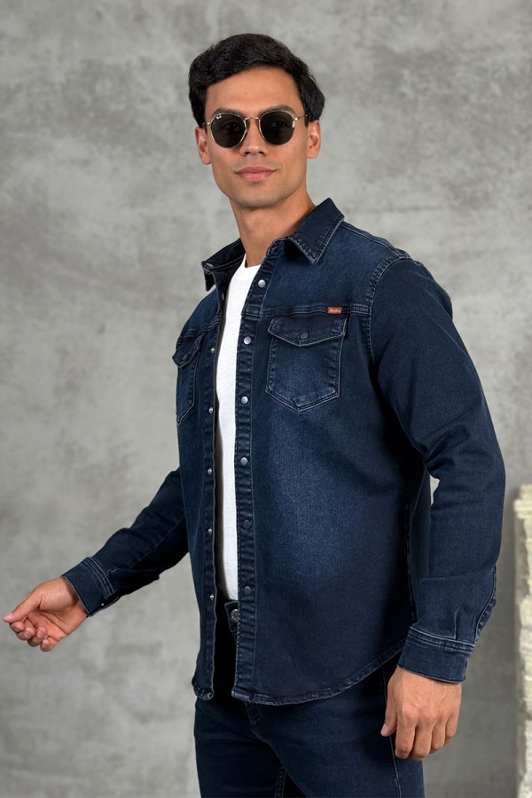 Джинсовая рубашка Loro Piana тёмно-синего цвета