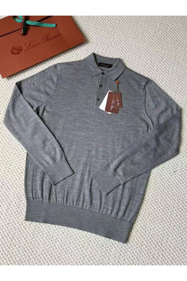 Поло с длинным рукавом Loro Piana Premium - Light Flower Gray