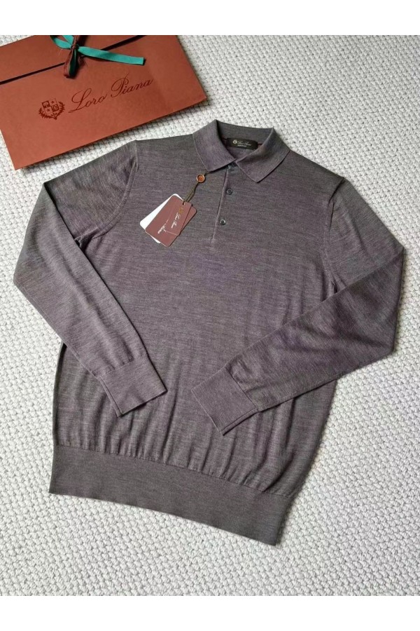 Поло с длинным рукавом Loro Piana Premium - Gray Coffee
