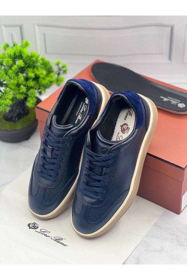 Кожаные кроссовки Loro Piana Tennis Walk - Navy