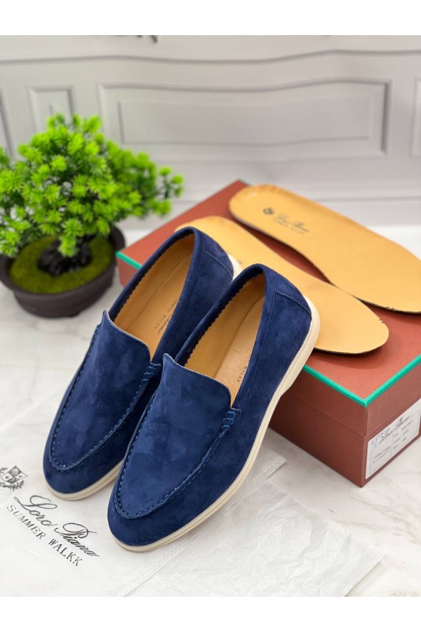 Замшевые лоферы Loro Piana Summer Walk - Navy
