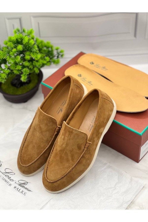 Замшевые лоферы Loro Piana Summer Walk - Beige