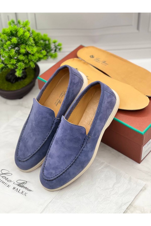Замшевые лоферы Loro Piana Summer Walk - Blue