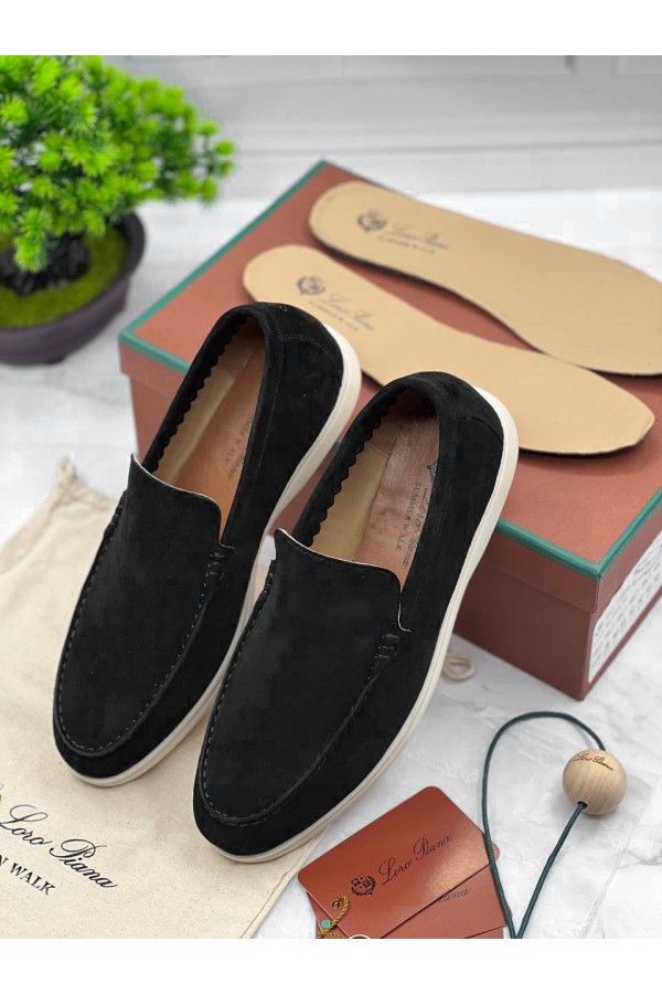 Замшевые лоферы Loro Piana Summer Walk - Black