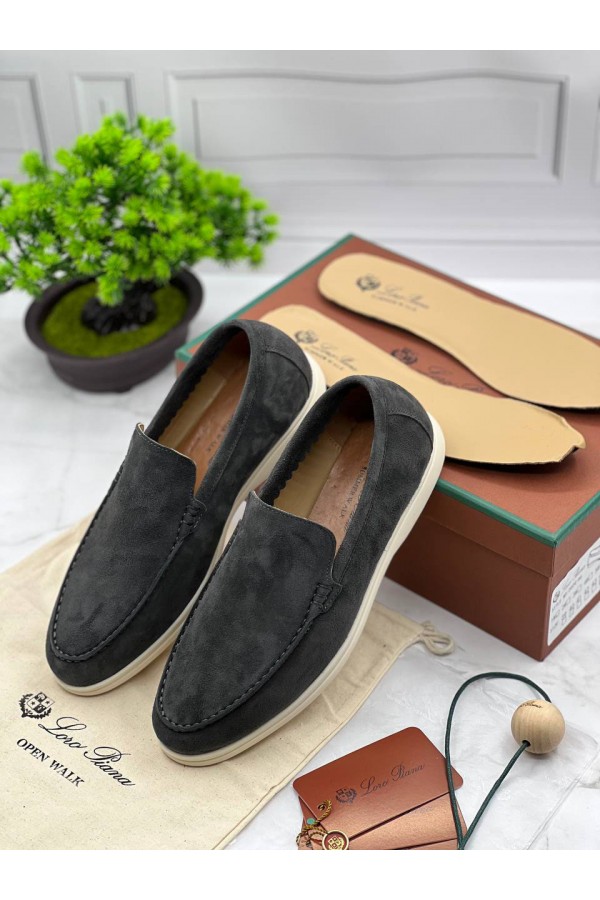 Замшевые лоферы Loro Piana Summer Walk - Grey