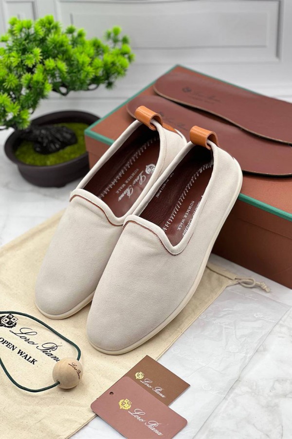 Мужские замшевые лоферы Loro Piana Venice Walk - Beige