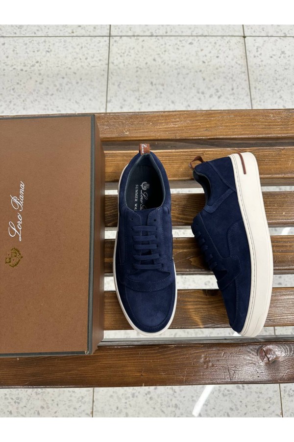 Мужские замшевые кроссовки Loro Piana Newport - Navy