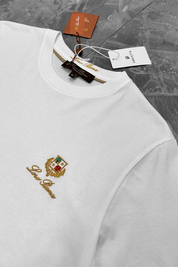 Футболка белого цвета Loro Piana logo-embroidered