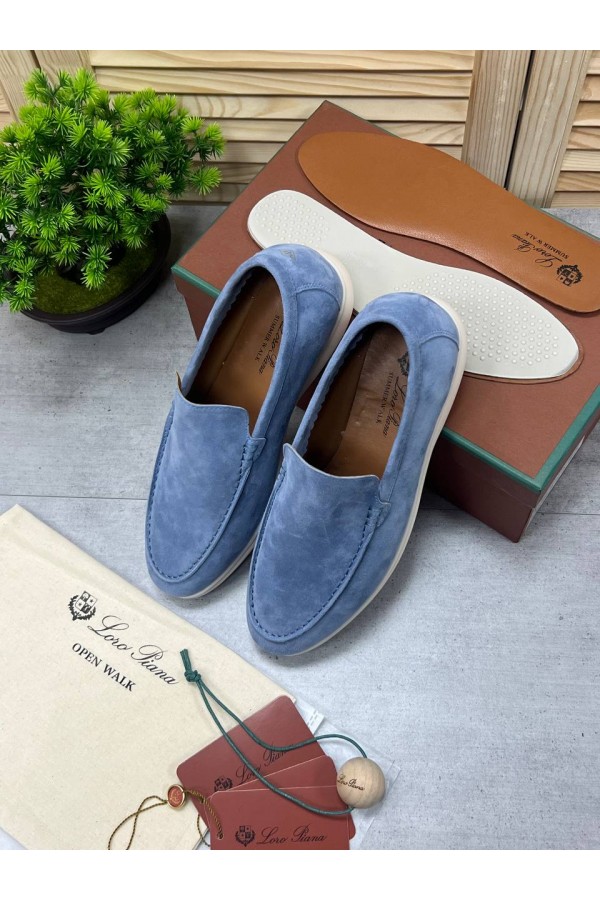 Замшевые лоферы Loro Piana Summer Walk - Blue
