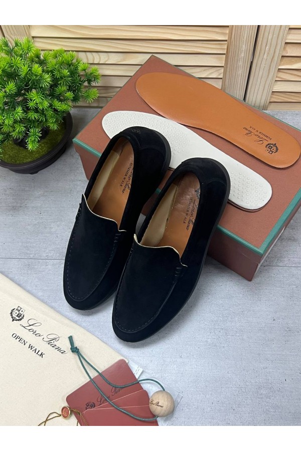Замшевые лоферы Loro Piana Summer Walk - Black