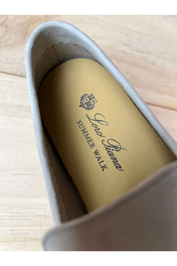 Женские замшевые лоферы Loro Piana Open Walk Premium - Grey