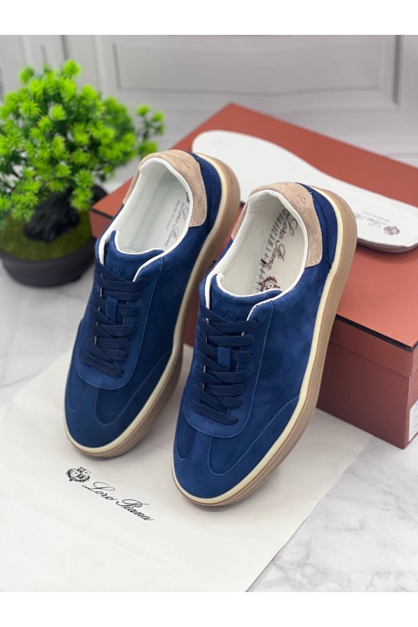 Замшевые кроссовки Loro Piana Tennis Walk - Navy