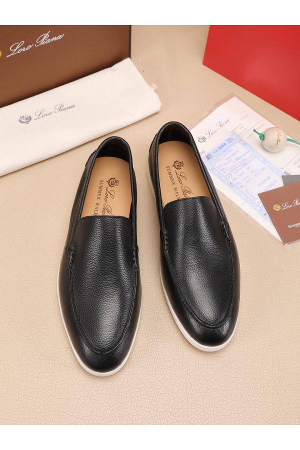 Мужские кожаные лоферы Loro Piana Summer Walk - Black